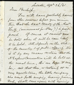 Letter from Samuel May, Leicester, [Mass.], to Charles Calistus Burleigh, April 26 / 61