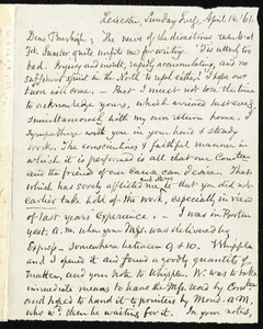 Letter from Samuel May, Leicester, [Mass.], to Charles Calistus Burleigh, April 14, '61