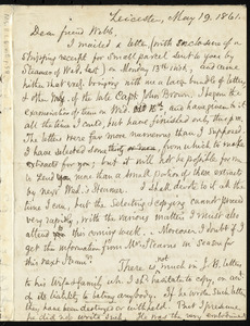 Letter from Samuel May, Leicester, [Mass.], to Richard Davis Webb, May 19, 1861