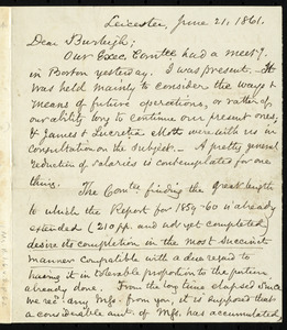 Letter from Samuel May, Leicester, [Mass.], to Charles Calistus Burleigh, June 21, 1861