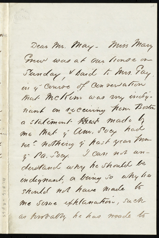 Letter from Sydney Howard Gay, to Samuel May, July 2, [1861]