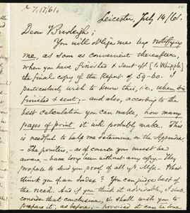 Letter from Samuel May, Leicester, [Mass.], to Charles Calistus Burleigh, July 14 / 61