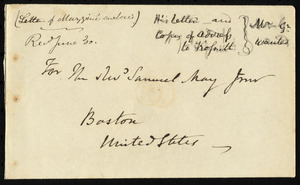 Letter from Giuseppe Mazzini, Old Brompton, London, to Samuel May