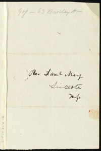 Letter from Francis Jackson, Boston, to Samuel May, April 9th, 1840