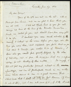 Letter from Samuel May, Leicester, [Mass.], to George Thomas Davis, June 29, 1840