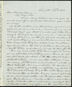 Letter from Samuel Joseph May, Lexington, [Mass.], to Horace Mann, Feb. 8. 1843