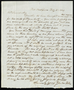 Letter from John M. Fisk, West Brookfield, [Mass.], to Samuel May, Feb'y 21, 1844