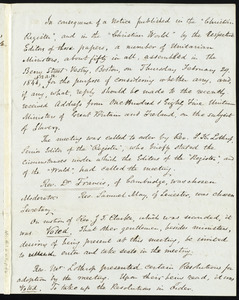 Record of a meeting by Samuel May, February 29, 1844