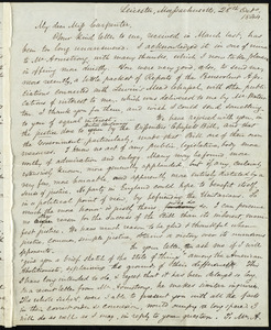 Letter from Samuel May, Leicester, Mass, to Mary Carpenter, 28th Oct. and Nov. 8th, 1844