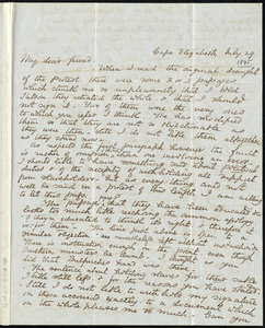 Letter from John Parkman, Cape Elizabeth, [Maine], to Samuel May, July 29, [1845?]