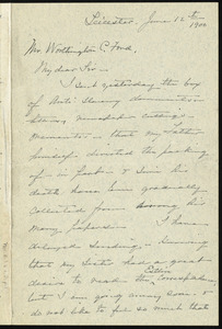 Letter from Elizabeth G. May, Leicester, [Mass.], to Worthington Chauncey Ford, June 12th, 1900