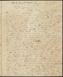 Incomplete letter from unknown author, Oberlin, [Ohio], to William Lloyd Garrison, June 21st, [18]41