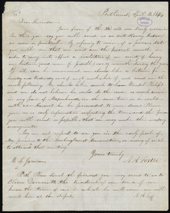Letter from N. A. Foster, Portland, to William Lloyd Garrison, April 11, 1844