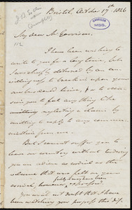Incomplete letter from John Bishop Estlin, Bristol, [England], to William Lloyd Garrison, October 17th, 1846