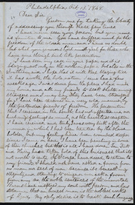 Letter from Robert Edmond, Philadelphia, [Pa.], to William Lloyd Garrison, Oct. 13, 1848