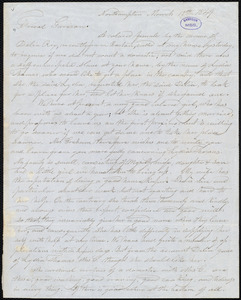 Letter from Sylvester Graham, Northampton, [Mass.], to William Lloyd Garrison, March 13th, 1849