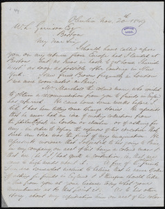 Letter from Hamilton Hill, Oberlin, [Ohio], to William Lloyd Garrison, Nov. 20th, 1849
