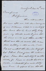 Letter from Isaac Tatem Hopper, New York, to William Lloyd Garrison, 6 mo[nth] 14th [day] 1850