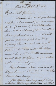 Letter from John Bishop Estlin, Bristol, [England], to William Lloyd Garrison, Feb[ruar]y 21st, 1851