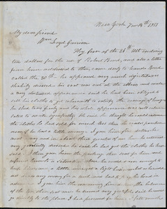 Letter from Isaac Tatem Hopper, New York, to William Lloyd Garrison, 7 mo[nth] 14th [day] 1851