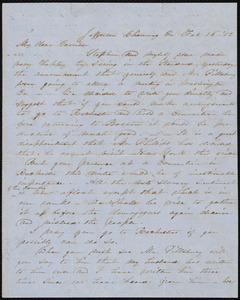 Letter from Abby Kelley Foster, Jefferson, Chemung Co[unty], N.Y., to William Lloyd Garrison, Feb. 16, [18]52