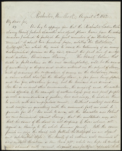 Letter from Julia Griffiths, Rochester, New York, to William Lloyd Garrison, August 5th, 1852