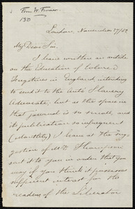 Letter from William Farmer, London, [England], to William Lloyd Garrison, November 27 / [18]52