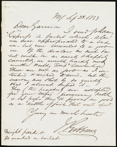 Letter from James Sloan Gibbons, N.Y., to William Lloyd Garrison, Sep[t] 23, 1853