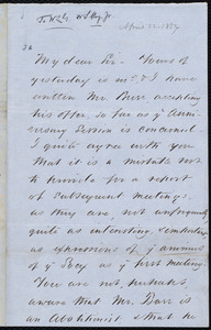 Letter from Sydney Howard Gay, New York, to William Lloyd Garrison, April 22'd, [18]54