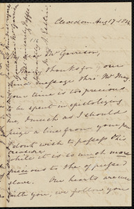 Letter from Mary Anne Estlin, Clevedon, [England], to William Lloyd Garrison, Aug. 17, 1854