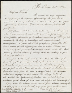 Letter from Henry Grew, Philadelphia, [Pa.], to Francis Jackson, Samuel May, and William Lloyd Garrison, Dec. 30th, 1856