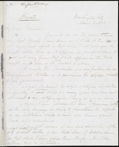 Letter from Joshua Reed Giddings, Washington City, [D.C.], to William Lloyd Garrison, March 3, 1858
