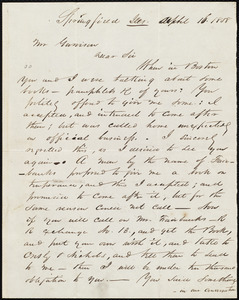 Letter from William Henry Herndon, Springfield, Ill[inois], to William Lloyd Garrison, April 16, 1858