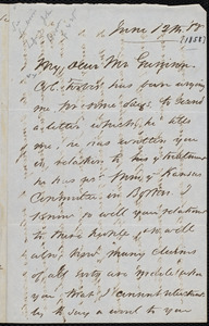 Letter from Sydney Howard Gay, to William Lloyd Garrison, June 12th, [18]58