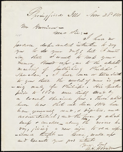 Letter from William Henry Herndon, Springfield, Ill[inois], to William Lloyd Garrison, Nov. 23'd, 1858