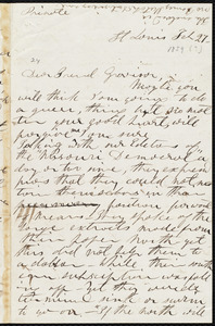 Letter from Frances Dana Gage, St. Louis, [Missouri], to William Lloyd Garrison, Feb. 27, [1859?]
