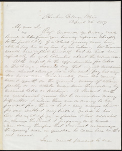 Letter from Hamilton Hill, Oberlin College, Ohio, to William Lloyd Garrison, April 26, 1859