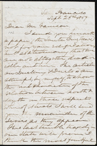 Letter from Eliza Wood Farnham, San Francisco, [Calif.], to William Lloyd Garrison, Sept. 25th, 1859