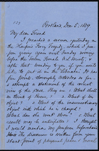 Letter from Frederick Frothingham, Portland, to William Lloyd Garrison, Dec. 5, 1859