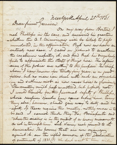 Letter from James Sloan Gibbons, New York, to William Lloyd Garrison, April 25th, 1861