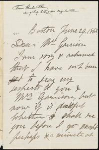 Letter from Charles Christopher Follen, Boston, [Mass.], to William Lloyd Garrison, June 29, 1862