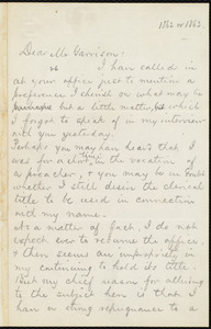 Letter from Moses Coit Tyler, to William Lloyd Garrison, Wednesday Morning