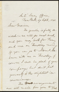 Letter from Oliver Johnson, Anti-Slavery Office, New York, to William Lloyd Garrison, 27 Sept. 1862