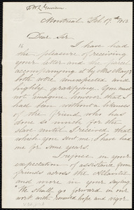 Letter from Samuel Gale, Montreal, [Canada], to William Lloyd Garrison, Feb. 19th, 1863