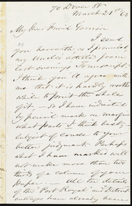 Letter from John Turner Sargent, 70 Dover St[reet], to William Lloyd Garrison, March 21st, [18]63