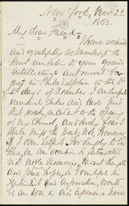 Letter from Octavius Brooks Frothingham, New York, to William Lloyd Garrison, Nov. 23, 1863