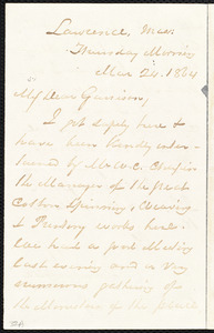 Letter from George Thompson, Lawrence, Mass, to William Lloyd Garrison, Thursday Morning, Mar[ch] 24, 1864