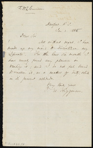 Letter from Thomas Wentworth Higginson, Newport, R.I., to William Lloyd Garrison, Jan. 2, 1865