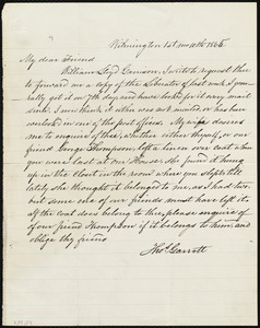 Letter from Thomas Garrett, Wilmington, [Delaware], to William Lloyd Garrison, 1st mo[nth] 10th [day] 1865