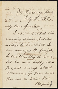 Letter from George Thompson, 99 Pinckney Street, to William Lloyd Garrison, July 3, 1865
